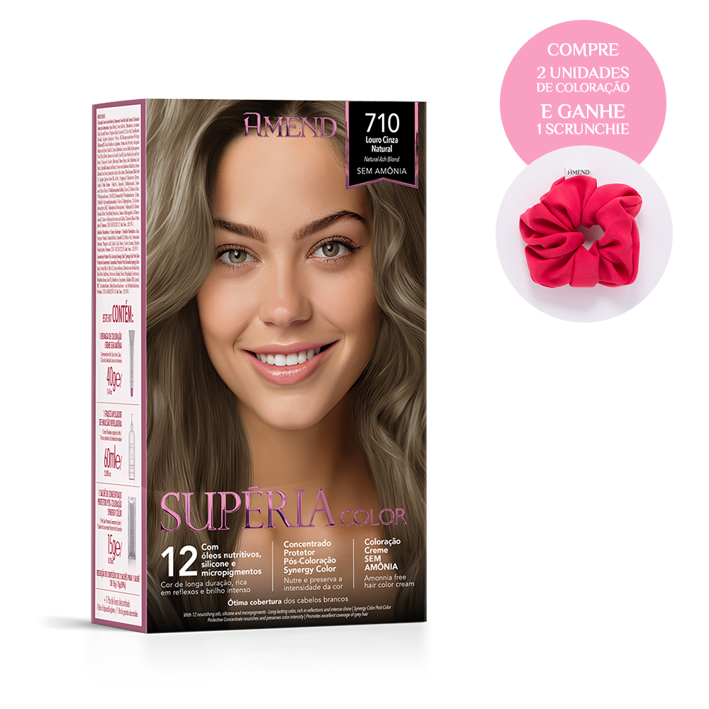 Kit Tonalizante Amend Supéria Color 710 Louro Cinza Natural | 2 produtos